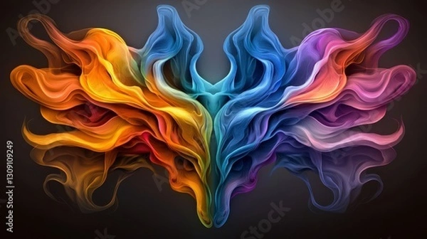 Fototapeta Abstract Multicolored Digital Art Flowing Symmetrical Form