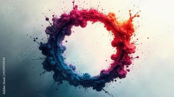 Fototapeta Abstract Colorful Ink Swirl Forming a Circular Frame A Vibrant Design Element for Creative Projects