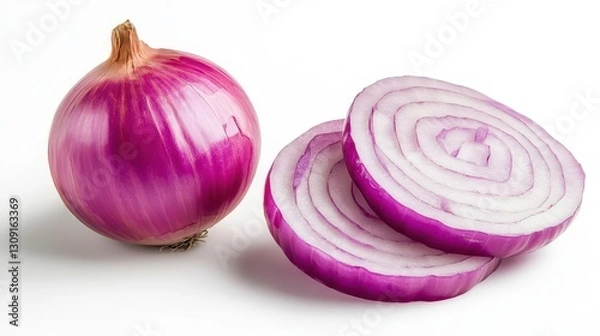 Fototapeta Sliced onion isolated on a white background, studio shot, soft lighting, highquality photo