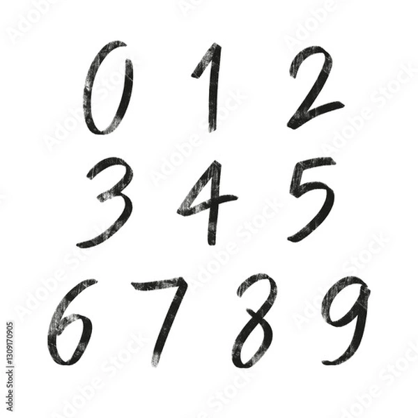 Obraz Hand-Drawn Street Art Numbers | grunge texture brush stroke, Countdowns, orders, step on Transparent Background