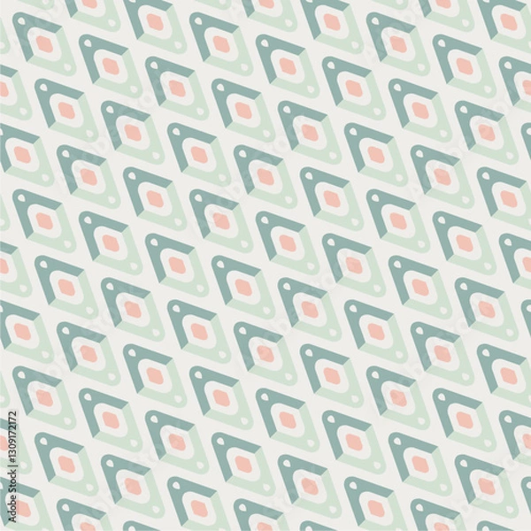 Fototapeta Abstract vector geometric seamless pattern, pastle color simple geometric elements repeat tiles, wallpaper or website background, design background in retro style. 