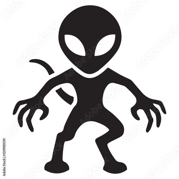 Obraz Spooky Alien Creature Silhouette Vector Illustration Graphic Design