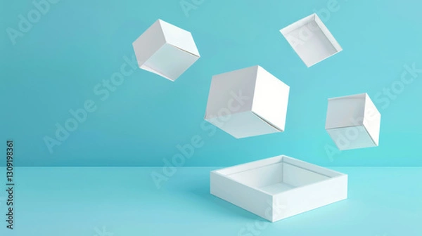 Fototapeta white box on blue background mockup