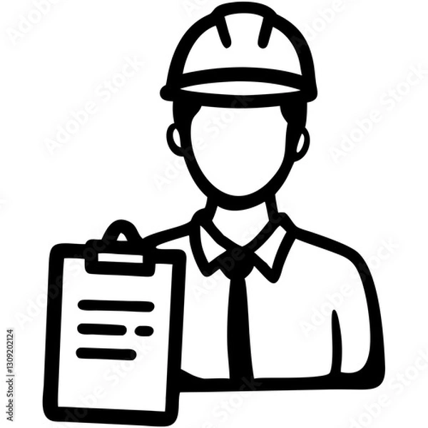 Fototapeta Construction Safety Engineer with Clipboard for Workflow Manuals
