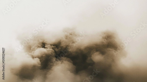 Obraz Dark smoke billowing against a pale sky, creating a moody atmosphere, possibly from a fire
