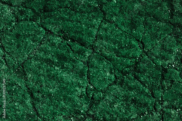 Obraz ひび割れた緑アスファルトのテクスチャ 背景素材