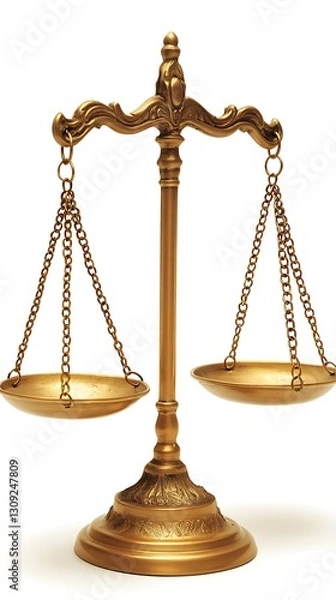 Fototapeta Golden Scales of Justice on White Background