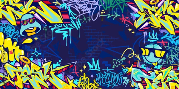 Obraz Trendy Abstract Colorful Urban Street Art Graffiti Style Vector Illustration Background Template