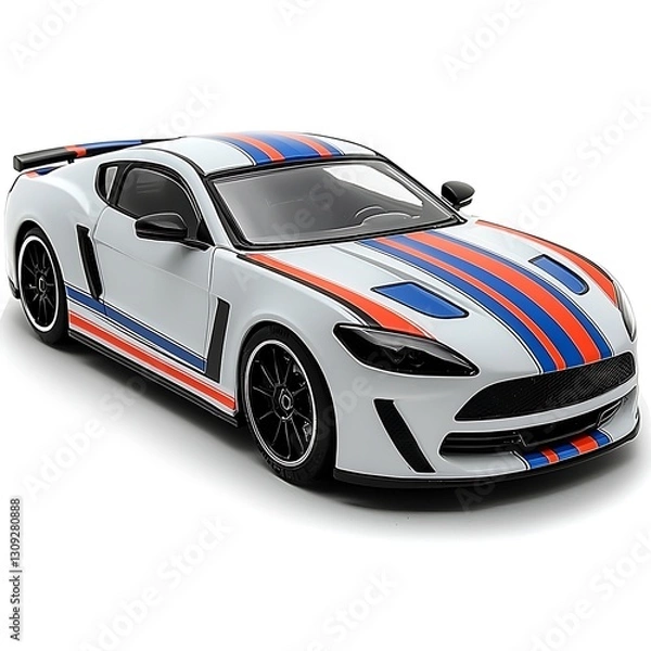 Obraz Striped Car, Studio Shot, White Background