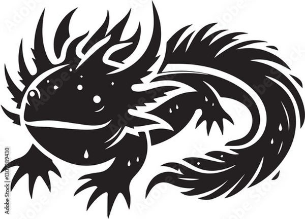 Fototapeta axolotl clip art vector, axolotl silhouette vector, axolotl vector illustration, axolotl logo vector, axolotl vector icon, axolotl silhouette vector isolated on white background full body