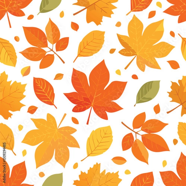 Fototapeta Autumn leaves seamless pattern
