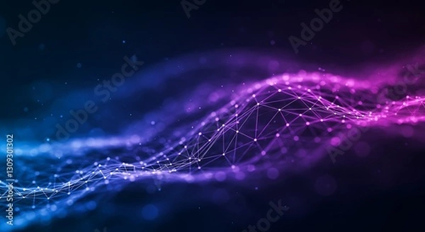 Fototapeta Abstract technology Network Connections background futuristic and technological Digital art network visualization Dark shades blue teal and purple black smooth gradients Art background  