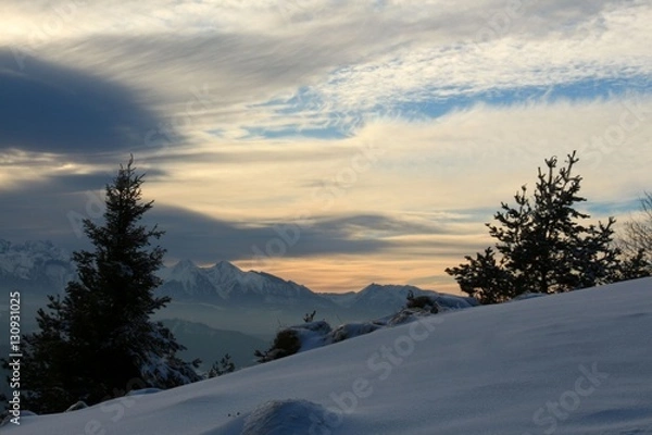 Obraz Winter scenery with mountain in the background