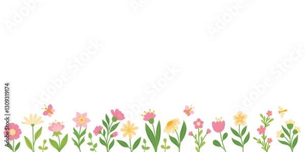 Obraz Horizontal banner with spring flowers