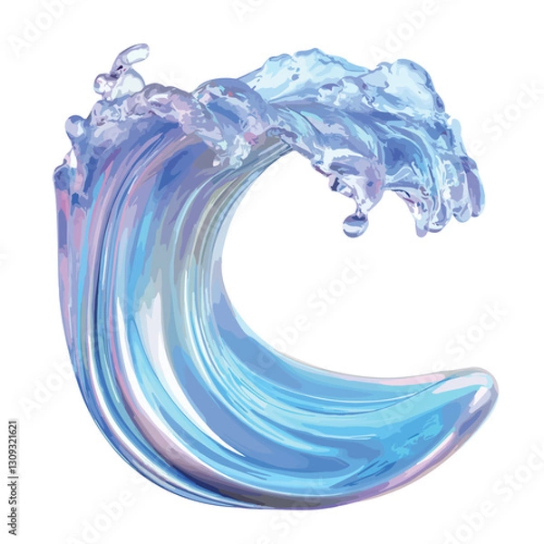 Fototapeta Blue Glass Water Wave Fluid Holographic Iridescence