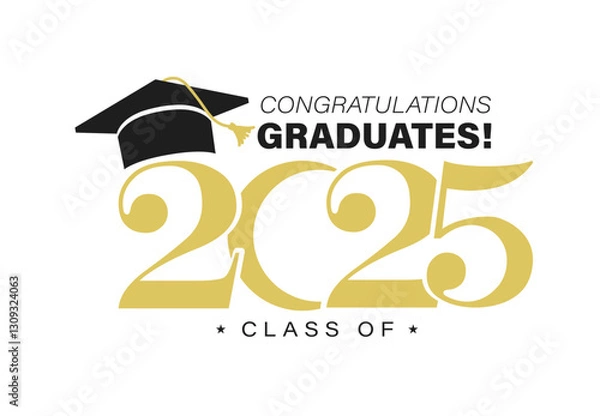 Obraz Class of 2025 vector illustration. Festive celebration design for graduation events and announcements. Congratulations graduates design template for social media posts to honor graduates.
