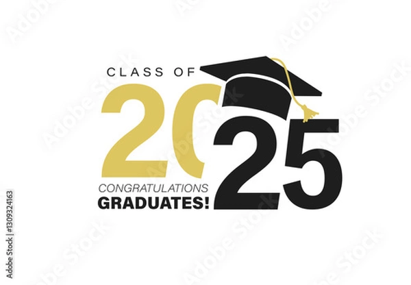 Obraz Class of 2025 vector illustration. Festive celebration design for graduation events and announcements. Congratulations graduates design template for social media posts to honor graduates.