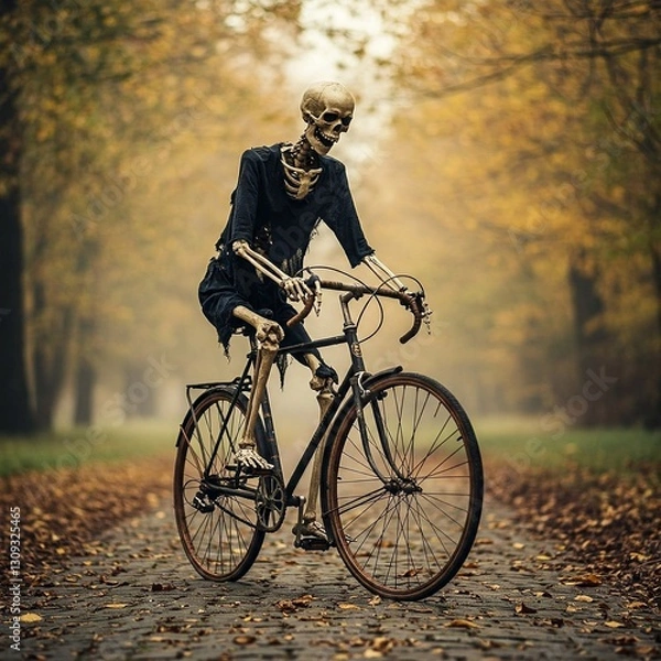 Obraz Skeleton riding a bike