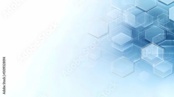 Fototapeta Abstract Blue Geometric Hexagon Digital Network Background with Light and Technology Theme