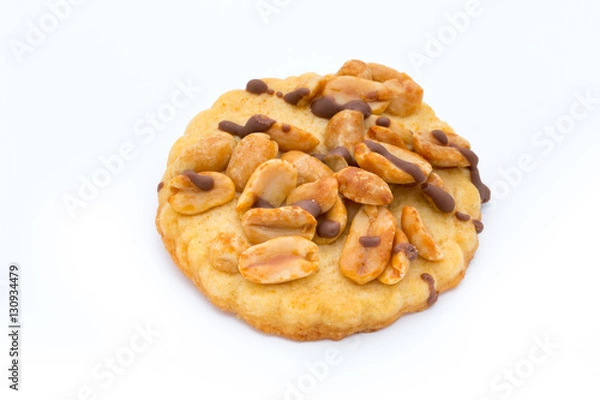 Fototapeta Cookies nuts on the  isolated on white background.