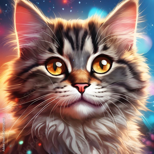 Fototapeta animation Kitty  baby cat style illustrations 