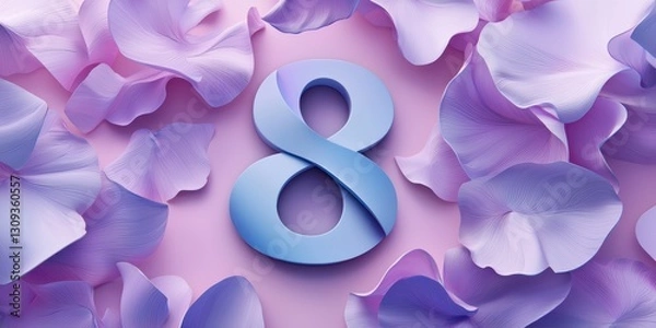 Fototapeta Number 8 on 3d minimalistic Periwinkle background for 8 march international womens day