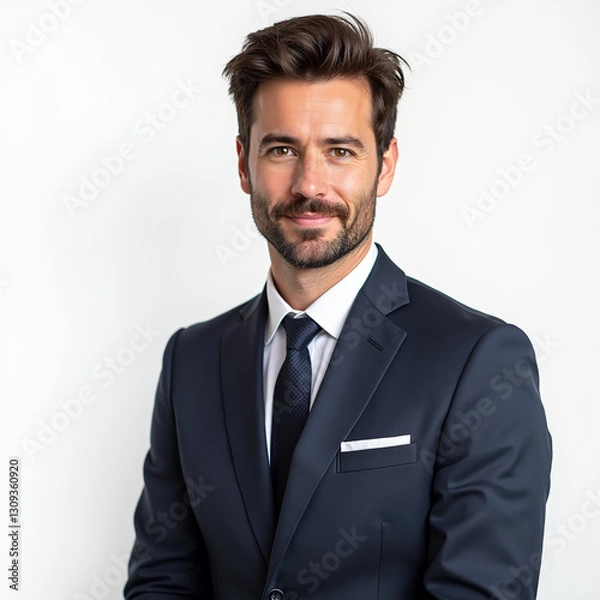 Fototapeta Un hombre de 20 años es un oficinista guapo.Lleva un traje y es guapo.