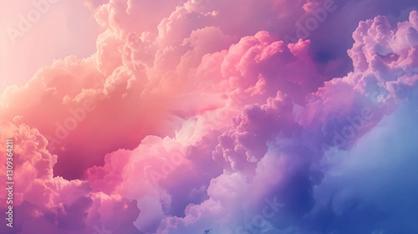 Obraz A beautiful aesthetic wallpaper featuring vibrant and colorful clouds in a dreamy sky, perfect for phone backgrounds.