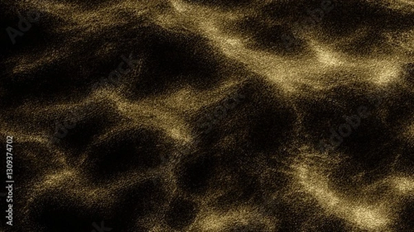 Fototapeta Illustration of golden sand pattern background with waves on black background, gives a luxurious, mysterious and abstract feeling for graphic design, poster, website, creative, dark backdrop.