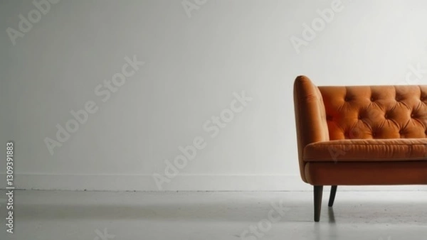 Fototapeta orange sofa in white background, no shadow in the background