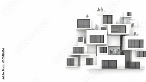 Fototapeta Modern Architectural 3D Illustration Building Design