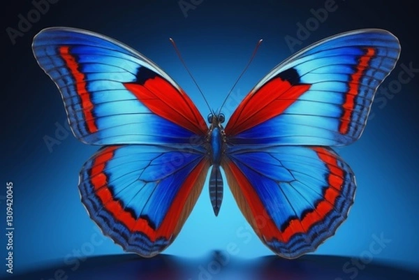 Fototapeta a close up of a butterfly with red and blue wings