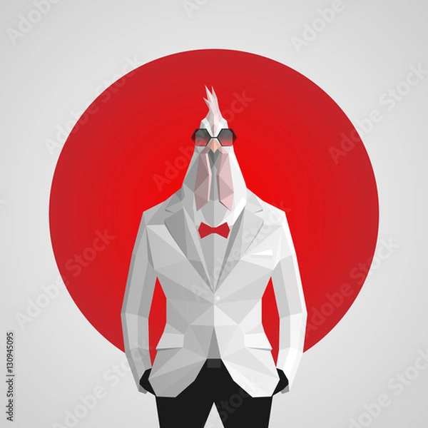 Obraz Stylish cock in white jacket .