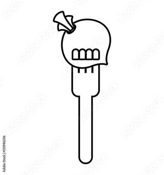 Fototapeta fork with onion fresh vegetable isolated icon vector illustration design