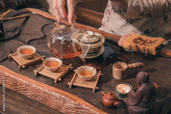 Obraz tea ceremony is performed by master
