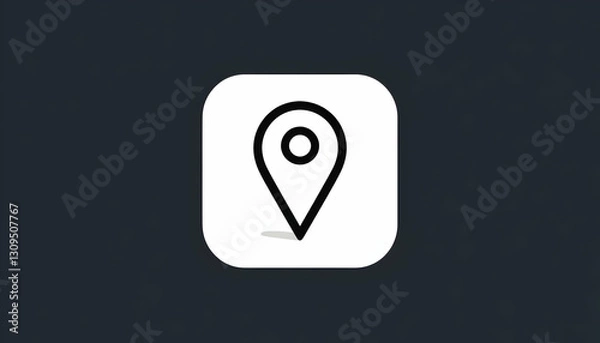 Fototapeta Location Pin Icon on Rounded Square Indicates Navigation and Direction