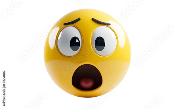 Fototapeta A high-quality 3D emoji showcasing a wide-eyed and open-mouthed look of astonishment Isolated on transparent background PNG
