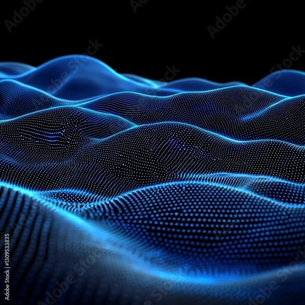 Fototapeta Blue Digital Wavefield Abstract Background