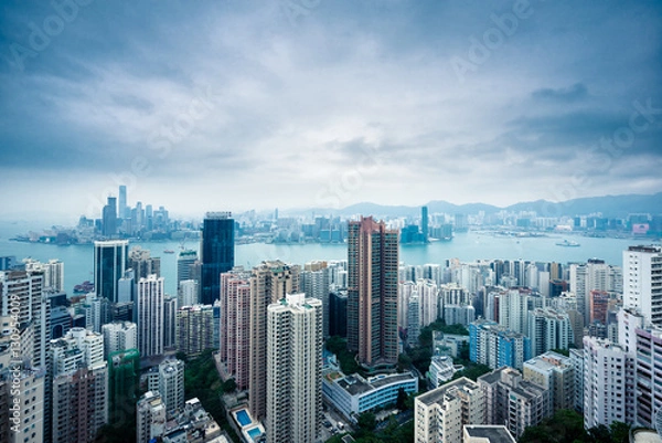 Fototapeta view of victoria harbor in Hong Kong,China.