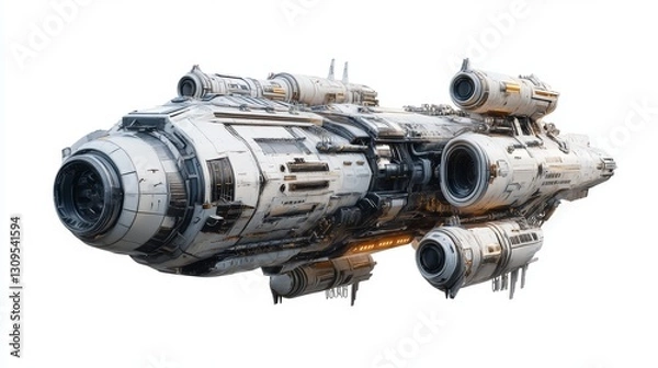 Fototapeta Spaceship station isolated on a white background
