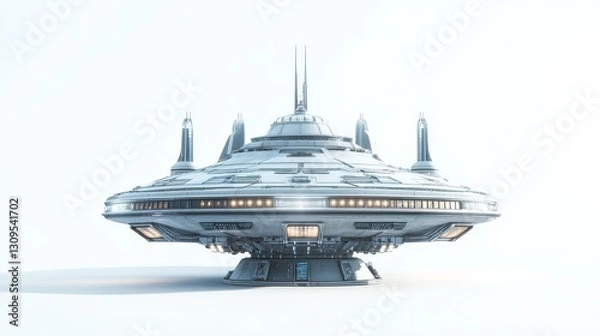 Obraz Spaceship station isolated on a white background