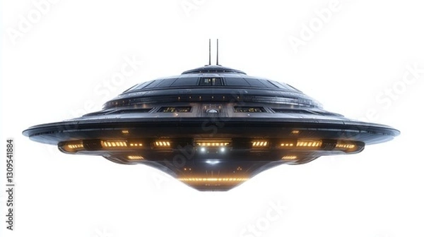 Fototapeta Spaceship station isolated on a white background