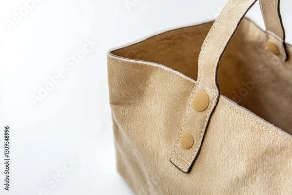 Obraz Stylish beige tote bag crafted from soft material with comfortable handles for everyday use and fashion accessories