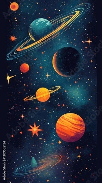 Fototapeta Cosmic Symphony: A Celestial Ballet of Planets and Stars