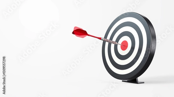 Fototapeta Success, achievement, accuracy concept. Dart hitting the bullseye on a black and white target