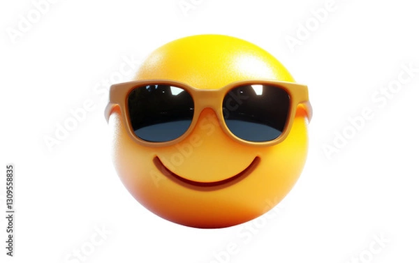 Fototapeta A three-dimensional emoji featuring a face with sunglasses and a cool, confident expression Isolated on transparent background PNG