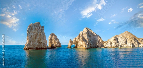 Fototapeta The surreal rock formations and the arch of Cabo San Lucas, Baja California, Mexico