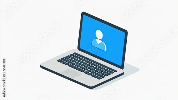 Obraz Laptop with user profile on screen