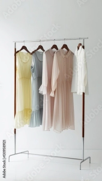 Obraz clothes hanging on hangers. generated ai