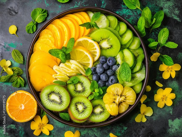 Fototapeta Fresh Bowl of Fruit Salad 